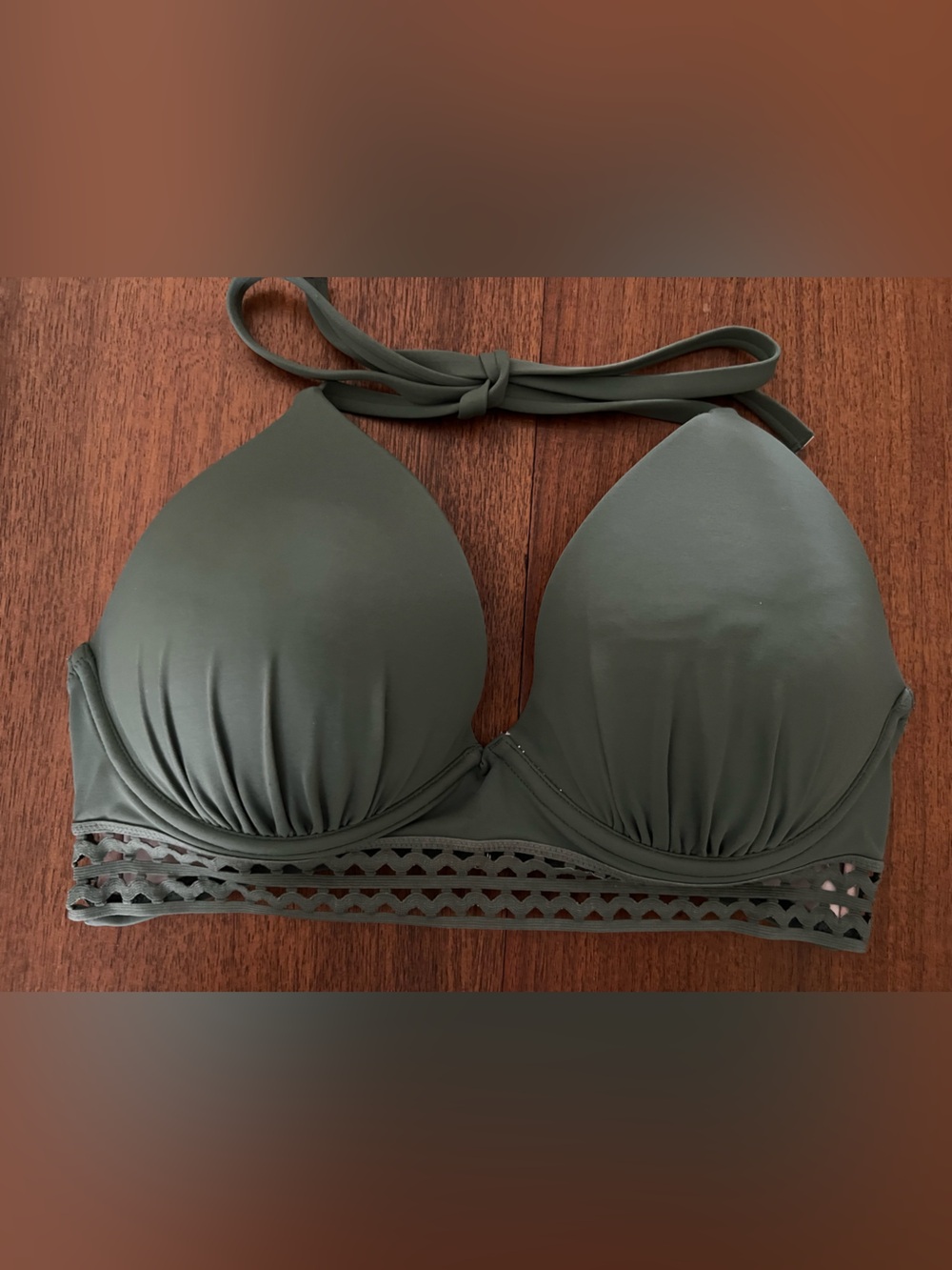 Olive Green Halter Bikini Top